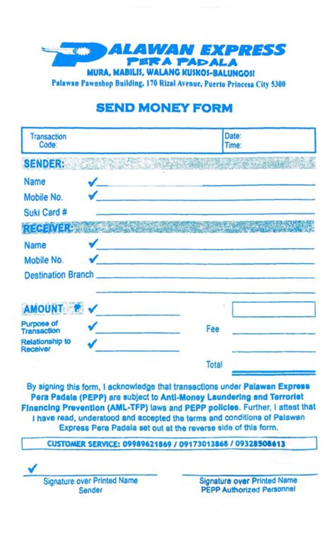 palawan pawnshop send money form|Palawan Express Pera Padala Services .